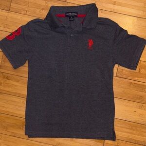 U.S. Polo Assn. Kids Charcoal Polo with Red Accents